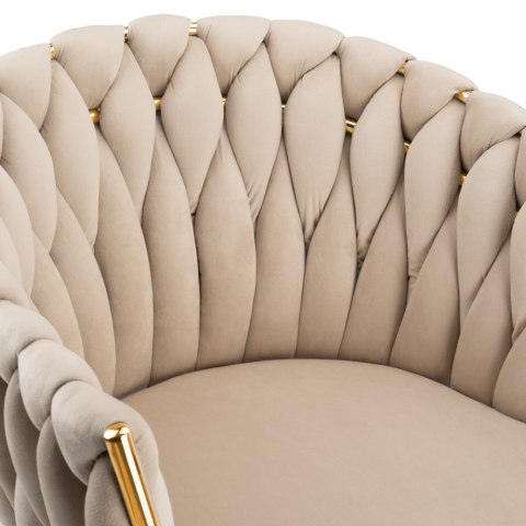 Krzesło welurowe plecione COFTON gold VELVET beżowy Krzesło welurowe plecione COFTON gold VELVET beżowy