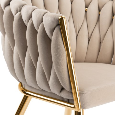 Krzesło welurowe plecione COFTON gold VELVET beżowy Krzesło welurowe plecione COFTON gold VELVET beżowy