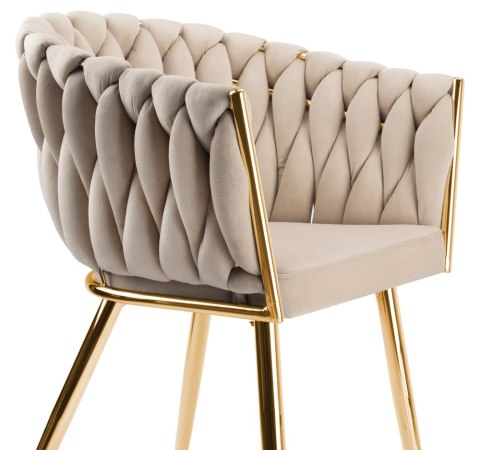 Krzesło welurowe plecione COFTON gold VELVET beżowy Krzesło welurowe plecione COFTON gold VELVET beżowy