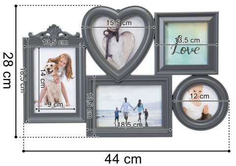 Ramka na zdjęcia CORAZON 5 zdjęć szara Ramka na zdjęcia CORAZON 5 zdjęć szara