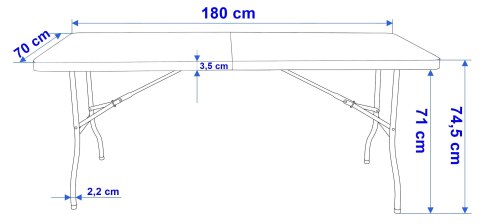 Stół cateringowy BALI WHITE składany w walizkę 180 cm biały Stół cateringowy BALI WHITE składany w walizkę 180 cm biały