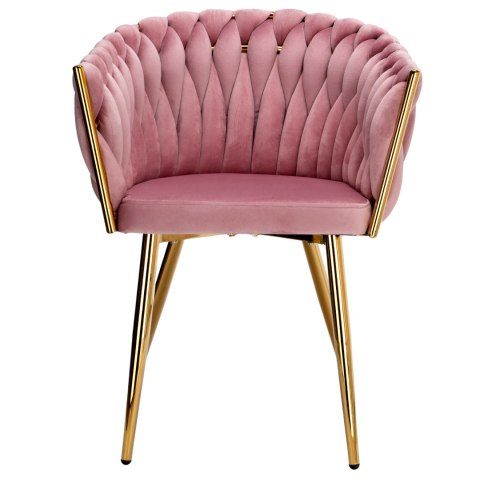 Krzesło welurowe plecione COFTON gold VELVET różowy Krzesło welurowe plecione COFTON gold VELVET różowy