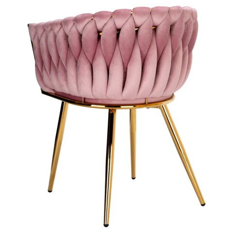 Krzesło welurowe plecione COFTON gold VELVET różowy Krzesło welurowe plecione COFTON gold VELVET różowy