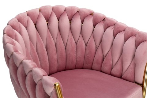 Krzesło welurowe plecione COFTON gold VELVET różowy Krzesło welurowe plecione COFTON gold VELVET różowy