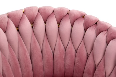 Krzesło welurowe plecione COFTON gold VELVET różowy Krzesło welurowe plecione COFTON gold VELVET różowy