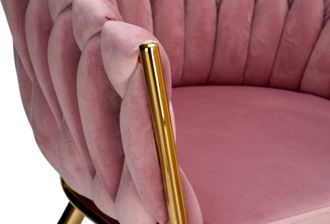 Krzesło welurowe plecione COFTON gold VELVET różowy Krzesło welurowe plecione COFTON gold VELVET różowy