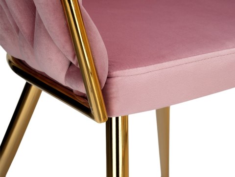 Krzesło welurowe plecione COFTON gold VELVET różowy Krzesło welurowe plecione COFTON gold VELVET różowy