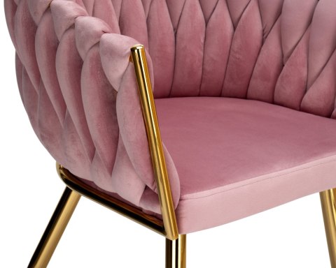 Krzesło welurowe plecione COFTON gold VELVET różowy Krzesło welurowe plecione COFTON gold VELVET różowy