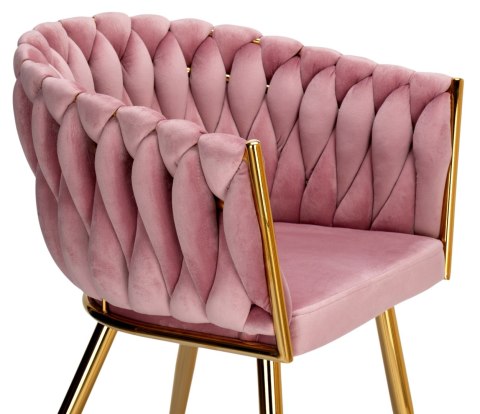 Krzesło welurowe plecione COFTON gold VELVET różowy Krzesło welurowe plecione COFTON gold VELVET różowy