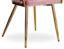 Krzesło welurowe plecione COFTON gold VELVET różowy