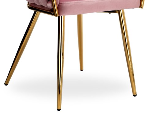 Krzesło welurowe plecione COFTON gold VELVET różowy Krzesło welurowe plecione COFTON gold VELVET różowy
