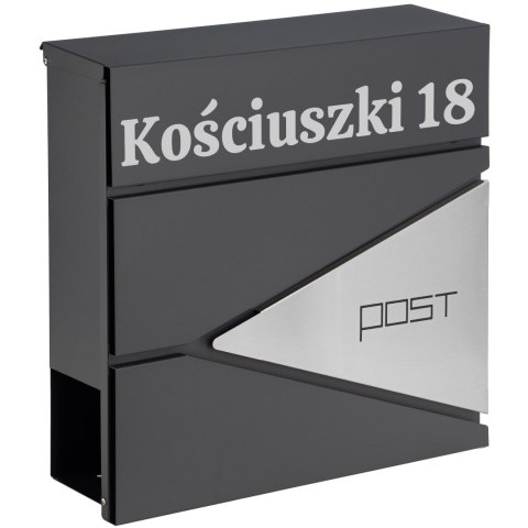 Skrzynka pocztowa na listy Boris antracyt z napisami Skrzynka pocztowa na listy Boris antracyt z napisami