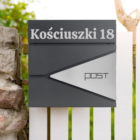 Skrzynka pocztowa na listy Boris antracyt z napisami Skrzynka pocztowa na listy Boris antracyt z napisami