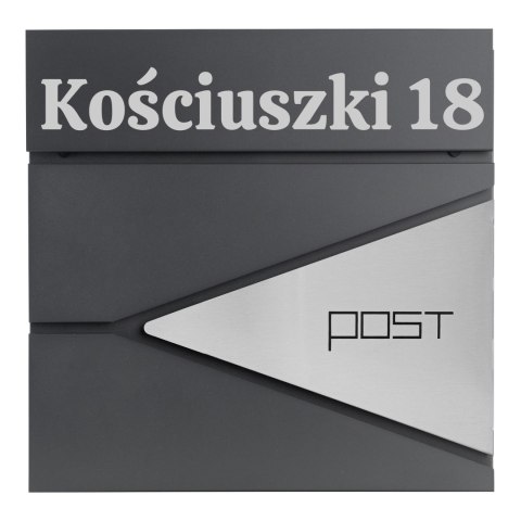 Skrzynka pocztowa na listy Boris antracyt z napisami Skrzynka pocztowa na listy Boris antracyt z napisami