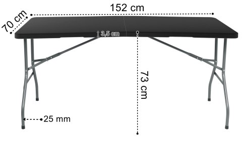 Stół cateringowy RICO składany w walizkę 150 cm czarny Stół cateringowy RICO składany w walizkę 150 cm czarny