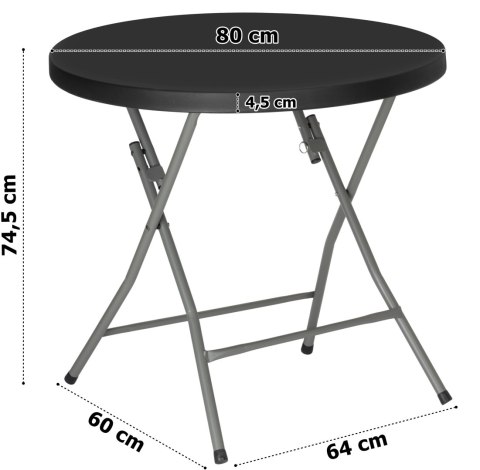 Stolik cateringowy okrągły BANKIET czarny 80 cm Stolik cateringowy okrągły BANKIET czarny 80 cm