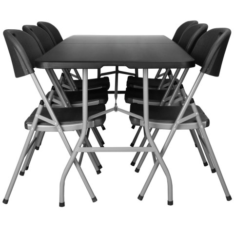 Zestaw cateringowy FETA BLACK 180 cm + 6 krzeseł BLACK Zestaw cateringowy FETA BLACK 180 cm + 6 krzeseł BLACK