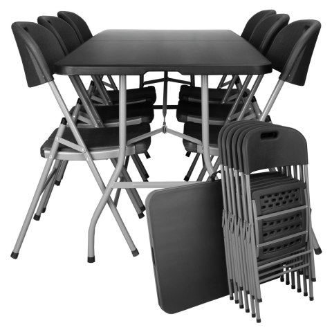 Zestaw cateringowy FETA BLACK 180 cm + 6 krzeseł BLACK Zestaw cateringowy FETA BLACK 180 cm + 6 krzeseł BLACK