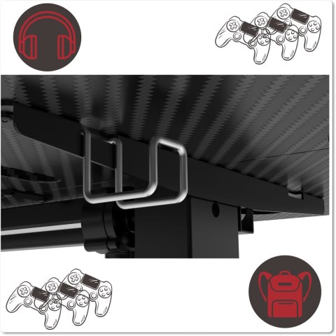 Biurko gamingowe SHADOW GAMER elektryczne 2.0 LED RGB 120 cm Biurko gamingowe SHADOW GAMER elektryczne 2.0 LED RGB 120 cm
