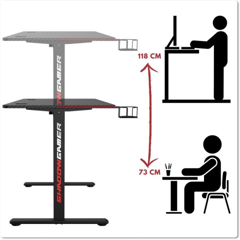 Biurko gamingowe SHADOW GAMER elektryczne 2.0 LED RGB 120 cm Biurko gamingowe SHADOW GAMER elektryczne 2.0 LED RGB 120 cm