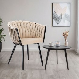 Krzesło welurowe plecione COFTON Black VELVET beżowy