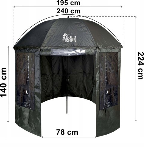 Parasol wędkarski namiot z osłoną JUKON ciemnozielony Parasol wędkarski namiot z osłoną JUKON ciemnozielony