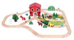 Kolejka drewniana POCIĄG - FARMA - 77 elementów