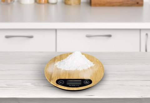 Waga kuchenna elektroniczna okrągła bambusowa Waga kuchenna elektroniczna okrągła bambusowa