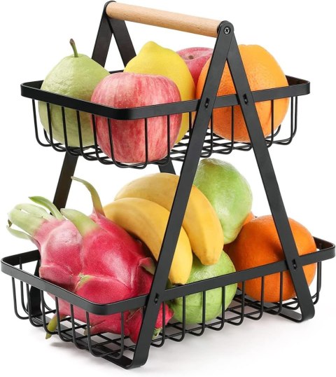 Kosz na owoce dwupoziomowy FRUT czarny Kosz na owoce dwupoziomowy FRUT czarny