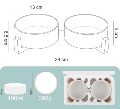 Ceramiczne miski dla psa 400ml 2x JAX białe Ceramiczne miski dla psa 400ml 2x JAX białe
