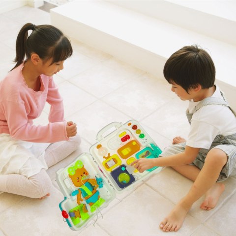 Tablica manipulacyjna sensoryczna montessori walizka pokrętła miś XXL światło dźwięk Tablica manipulacyjna sensoryczna montessori walizka pokrętła miś XXL światło dźwięk
