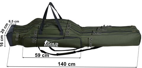 Pokrowiec na wędki 140 cm Gold Fisher 3 komory Pokrowiec na wędki 140 cm Gold Fisher 3 komory