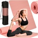 Mata do ćwiczeń jogi gimnastyczna treningowa fitness karimata gruba 1,5cm różowa + pokrowiec Mata do ćwiczeń jogi gimnastyczna treningowa fitness karimata gruba 1,5cm różowa + pokrowiec