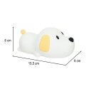 Lampka nocna dla dzieci silikonowa dotykowa miękka LED USB biała piesek leżący Lampka nocna dla dzieci silikonowa dotykowa miękka LED USB biała piesek leżący