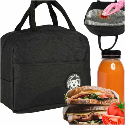 Torba termiczna na lunch jedzenie śniadaniowa izolacyjna lunch czarna Torba termiczna na lunch jedzenie śniadaniowa izolacyjna lunch czarna