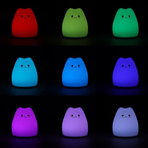 Lampka nocna dla dzieci silikonowa dotykowa miękka RGB LED biała kotek Lampka nocna dla dzieci silikonowa dotykowa miękka RGB LED biała kotek