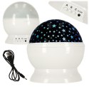 Lampka nocna projektor gwiazd 2w1 USB biała Lampka nocna projektor gwiazd 2w1 USB biała