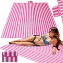 Mata plażowa wodoodporna koc piknikowy plażowy składany torba XXL 200x200cm różowa Mata plażowa wodoodporna koc piknikowy plażowy składany torba XXL 200x200cm różowa