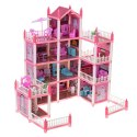Domek dla lalek willa różowa DIY 4 poziomy mebelki 61cm Domek dla lalek willa różowa DIY 4 poziomy mebelki 61cm