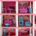 Domek dla lalek willa różowa DIY 4 poziomy mebelki 61cm Domek dla lalek willa różowa DIY 4 poziomy mebelki 61cm