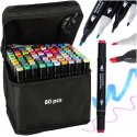 Markery dwustronne mazaki alkoholowe w etui 80 + podstawka Markery dwustronne mazaki alkoholowe w etui 80 + podstawka
