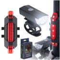 Lampka rowerowa LED RALLEX zestaw tył-przód na rower kierownicę USB Lampka rowerowa LED RALLEX zestaw tył-przód na rower kierownicę USB