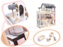 Domek dla lalek drewniany MDF mebelki 78cm czarny LED Domek dla lalek drewniany MDF mebelki 78cm czarny LED