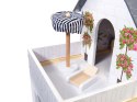 Domek dla lalek drewniany MDF mebelki 78cm czarny LED Domek dla lalek drewniany MDF mebelki 78cm czarny LED