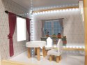 Domek dla lalek drewniany MDF mebelki 78cm czarny LED Domek dla lalek drewniany MDF mebelki 78cm czarny LED
