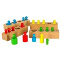 Odważniki cylindry drewniane gra układanka montessori kolorowe Odważniki cylindry drewniane gra układanka montessori kolorowe