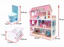 Domek dla lalek drewniany MDF mebelki 70cm różowy LED Domek dla lalek drewniany MDF mebelki 70cm różowy LED