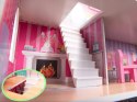 Domek dla lalek drewniany MDF mebelki 70cm różowy LED Domek dla lalek drewniany MDF mebelki 70cm różowy LED