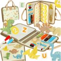Tablica manipulacyjna sensoryczna montessori walizka dinozaury Tablica manipulacyjna sensoryczna montessori walizka dinozaury