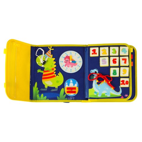 Tablica manipulacyjna sensoryczna montessori walizka plecak niebieska Tablica manipulacyjna sensoryczna montessori walizka plecak niebieska